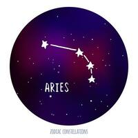 Áries vetor placa. zodiacal constelação fez do estrelas em espaço fundo.