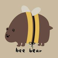 mão desenhado desenho animado crianças ilustração fofa abelha Urso vetor