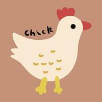 mão desenhado fofa crianças desenho animado animal ilustração frango vetor