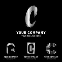 coleção de logotipo moderno prata letra c vetor