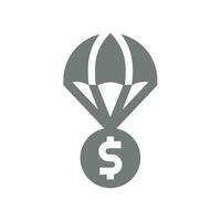 financeiro ajuda e Socorro vetor ícone. pára-quedas com dinheiro dólar símbolo.