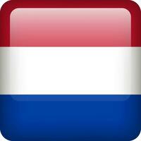 Países Baixos bandeira botão. quadrado emblema do Holanda. vetor holandês bandeira, símbolo. cores e proporção corretamente.
