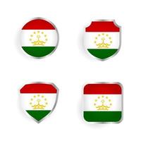 coleção de crachás e etiquetas do país do tajiquistão vetor
