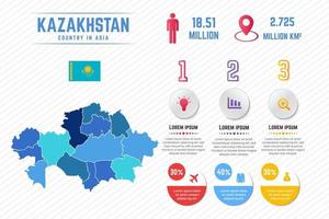 modelo de infográfico de mapa colorido do Cazaquistão vetor