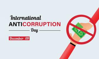 Pare corrupção ícone. internacional anti corrupção dia. proibição placa. bandeira, poster, cartão, fundo Projeto. vetor