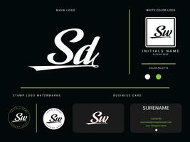 vestuário SD luxo logotipo, minimalista moda SD logotipo ícone e branding Projeto vetor