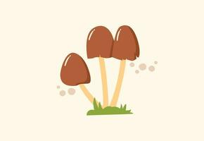 uma desenho animado cogumelo ou fungos com dois Gravetos degola Fora do isto vetor