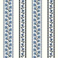 uma azul e branco listrado fronteira com floral padrões vetor