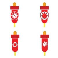 ícone do dia mundial da pólio. vacina com vírus e ícone de escudo vetor