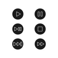 ícone de controle multimídia preto, conjunto de botões vetor