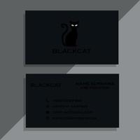 cartão de visita preto com design de gato preto vetor