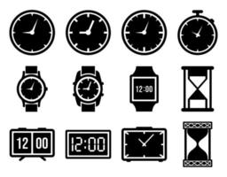 conjunto de ícones de relógio - ilustração vetorial. vetor