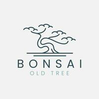 linha arte bonsai velho árvore logotipo vetor ilustração modelo projeto, ícone símbolo japonês árvore