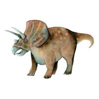 Castanho azul aguarela triceratops vetor ilustração. mão desenhado antigo dinossauro réptil