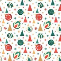 Natal decoração desatado padronizar com bugigangas, flocos de neve e árvores vetor ilustração para Natal e Novo ano. isolado em branco fundo