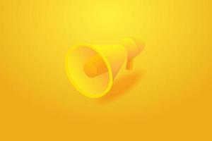 fundo amarelo e propaganda megafone 3d vetor