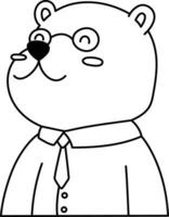 Urso desenho animado personagem fofa Policial empregado escrevendo relatório cheio corpo esboço vetor