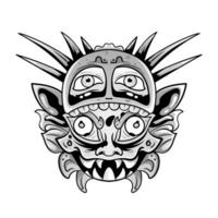 cultura cabeça estátua barong ou tiki mascarar tropical placa a partir de polinésio. ilustração Projeto Boa para tatuagens, poster elemento ou impressão vetor