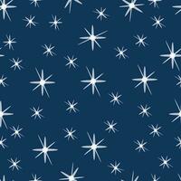 branco estrelas flocos de neve em uma Sombrio azul fundo. vetor ilustração desatado inverno padronizar para embalagem, papel de parede, têxteis