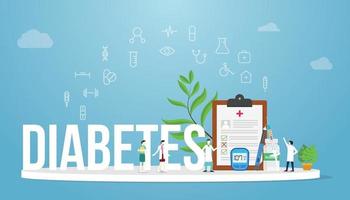 conceito de diabetes, conceito de relatório de saúde médica com grande palavra vetor