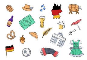 Alemanha ou alemão doodle coleções de conjuntos desenhados à mão vetor
