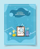 conceito de business intelligence para modelo de banners vetor