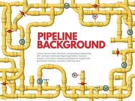 industrial amarelo pipeline. gasoduto quadro, amarelo tubos para gás ou óleo vetor fundo ilustração