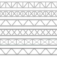 metal treliça viga. aço tubos estruturas, cobertura viga e desatado metal etapa estrutura vetor ilustração conjunto
