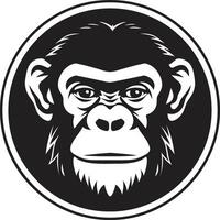 elegante simplicidade Preto vetor macaco logotipo majestoso macaco dentro monocromático chimpanzé emblema