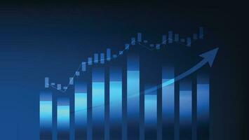 financeiro o negócio Estatisticas com Barra gráfico e castiçal gráfico mostrar estoque mercado preço em Sombrio azul fundo vetor