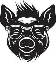 moderno porco silhueta sombreado porquinho emblema vetor