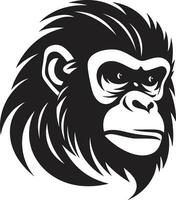 chimpanzé silhueta dentro Preto uma símbolo do poder elegante reflexões Preto vetor chimpanzé logotipo