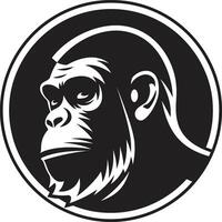 monocromático majestade chimpanzé emblema dentro Preto chimpanzé sabedoria uma símbolo do natureza vetor