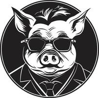 artístico porco logotipo Projeto chique porco dentro luar vetor