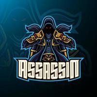 design do logotipo do mascote do esporte assassino vetor