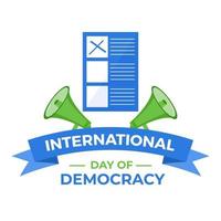 dia internacional da democracia, há dois palestrantes e um boletim de voto vetor