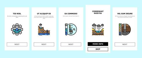 hidrogeólogo industrial onboarding ícones conjunto vetor