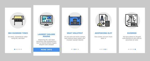 engenheiro construção arquiteto onboarding ícones conjunto vetor