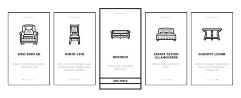 mobília luxo interior casa onboarding ícones conjunto vetor