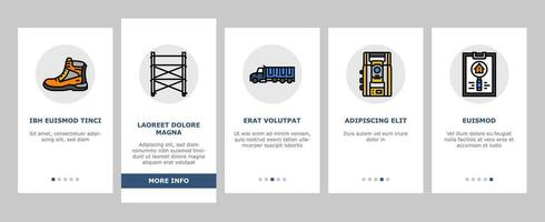 Civil engenheiro indústria construção onboarding ícones conjunto vetor