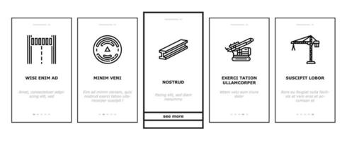 Civil engenheiro indústria construção onboarding ícones conjunto vetor