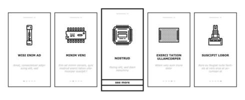 eletrônico componente o circuito lasca onboarding ícones conjunto vetor