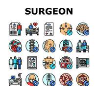cirurgião médico hospital ícones conjunto vetor