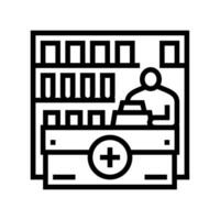 farmacia contador farmacêutico linha ícone vetor ilustração