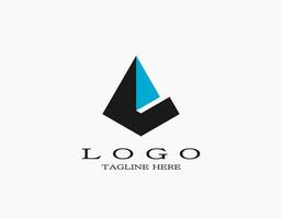 minimalista elegante logotipo com pirâmide formando a carta e. Projeto logotipo com uma azul triângulo. criativo logotipo modelo vetor ilustração.