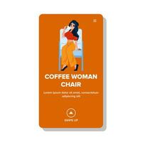 copo café mulher cadeira vetor