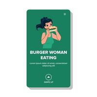 saboroso hamburguer mulher comendo vetor