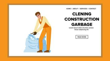 trabalhos limpeza construção lixo vetor