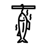 peixe defumado linha ícone vetor ilustração