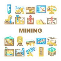 mineração engenheiro indústria ícones conjunto vetor